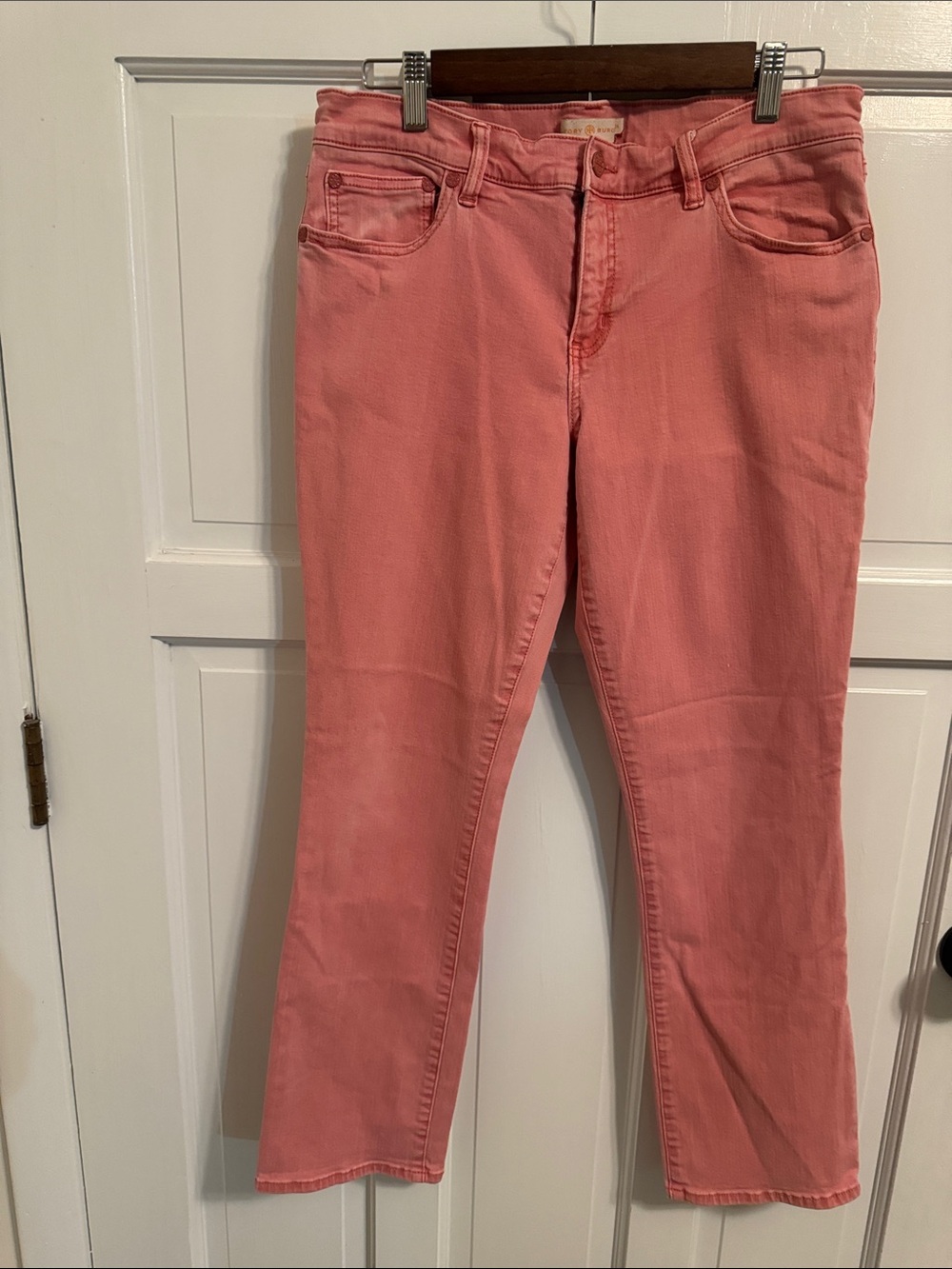 Tory Burch Coral Pink Straight-Leg Jeans